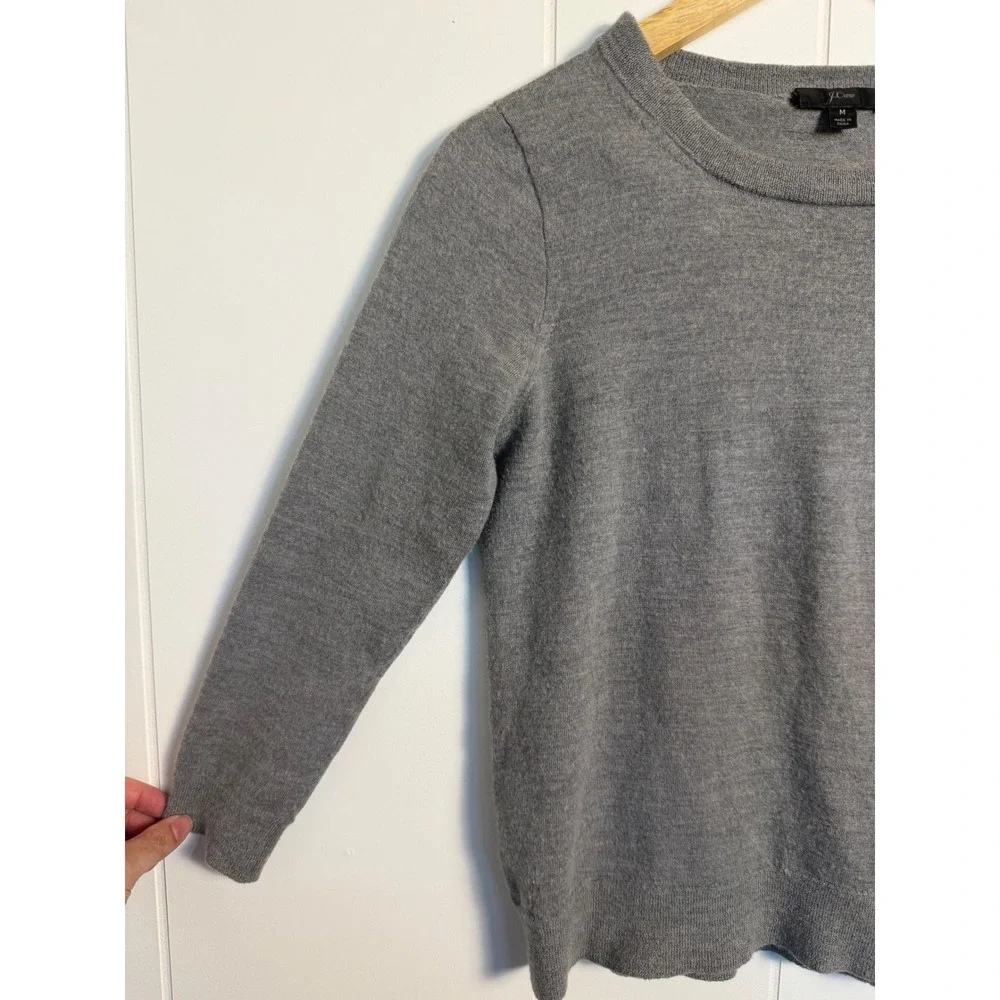 100% Merino Wool J.Crew Tippi Sweater M Gray 3/4 Sleeve Knit Pullover - Picture 5 of 7